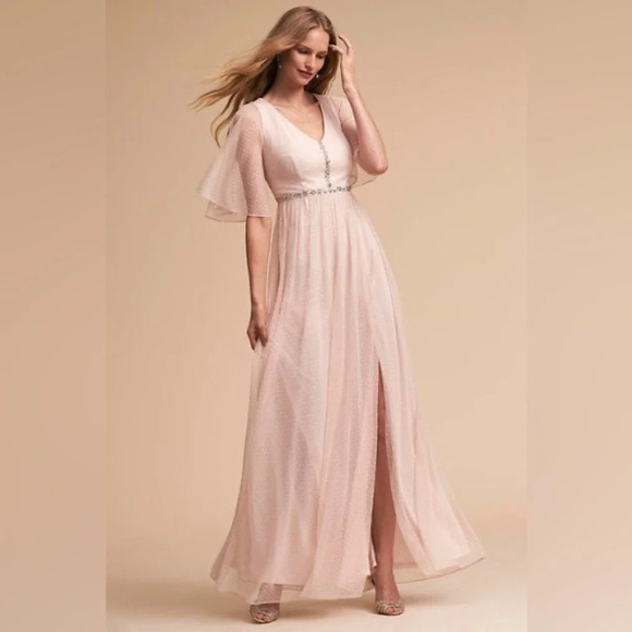 Adrianna Papell By Anthropologie Rivoli Tulle Blush Rose Gown Sz 10 NWT - Picture 9 of 10